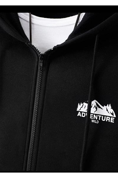 VBSVİBES Ζακέτα με κουκούλα Unisex ADVENTURE με εμπριμέ μαύρη φερμουάρ