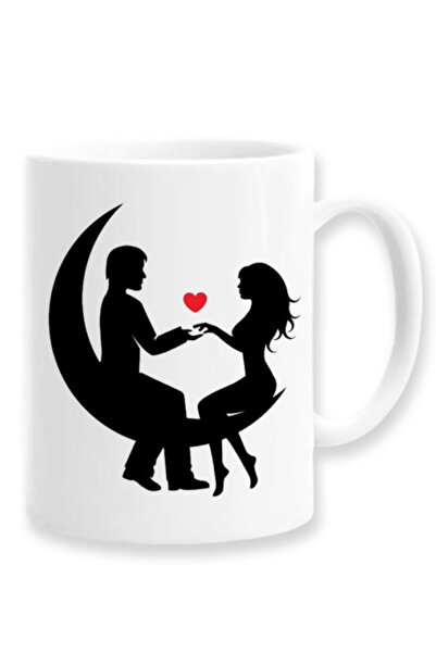 OEM Εξατομικευμένη λευκή κούπα "Loving People On The Moon", Inovatix®. 330 ml
