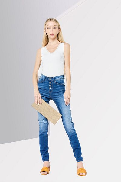 Guess Women Skinny High Rise Washed Denim Jeans, Blue