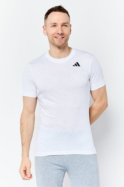 adidas Men Slim Fit Short Sleeve Tennis T-shirts, Off White
