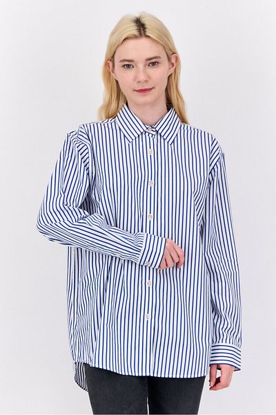 Esprit Women Spread Neck Long Sleeve Yarn Dye Shirt, Multicolor