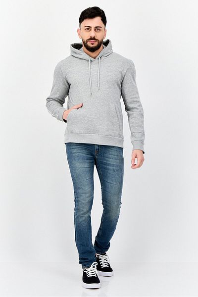 Blue Black Threads Men Heather Long Sleeves Hoodies, Grey