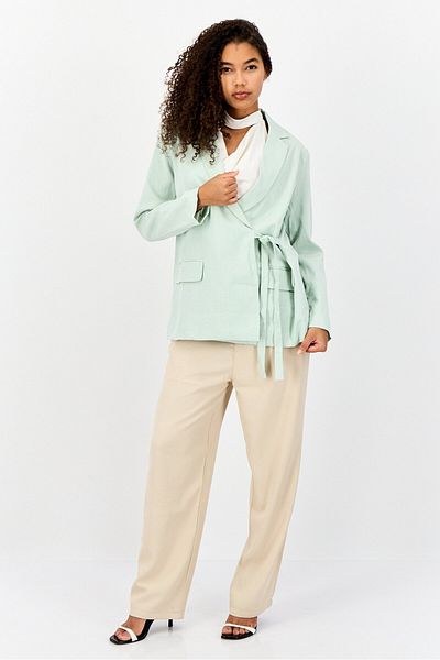 Urban Revivo Women Regular Fit Solid Casual Blazer, Dusty Green