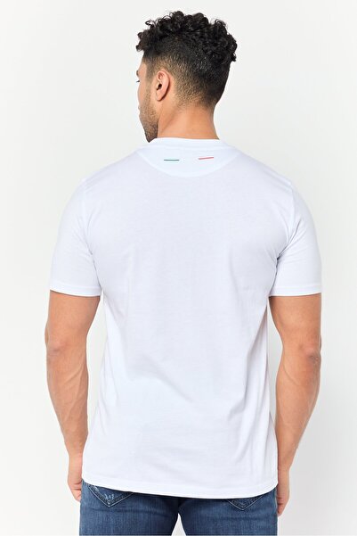 Lamborghini Men Crew Neck Short Sleeve Brand Logo T-Shirt, White