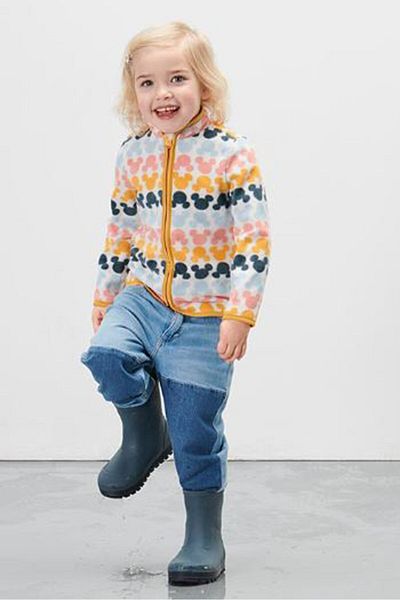 Tchibo Toddlers Girl Allover Print Full Zip Fleece Jacket, White Combo