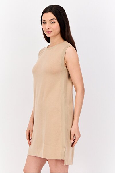 Esprit Women Knitted Sweater Dress, Tan