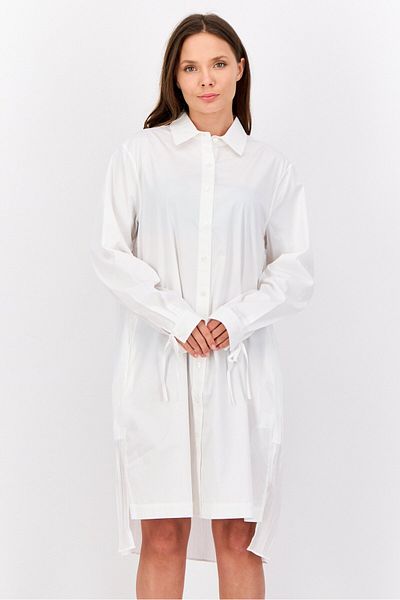 Esprit Women Solid Midi Shirt Dress, White