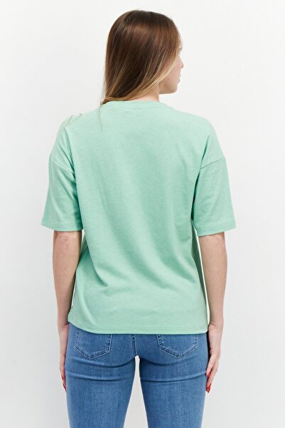 Esprit Women Crew Neck Short Sleeves Ribbed T-Shirt, Light Green