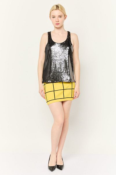 Esprit Women Scoop Neck Sleeveless Sequined Tank Top, Black