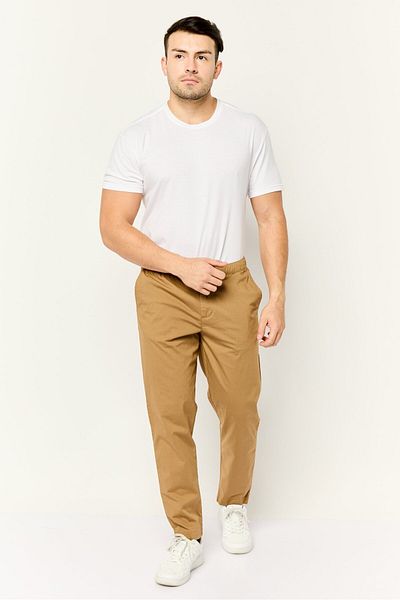 GAZZARRİNİ Men Regular Fit Solid Chino Pants, Brown