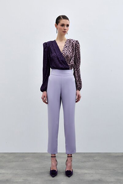 Sateen Pantaloni cu detaliu corsaj - LILA