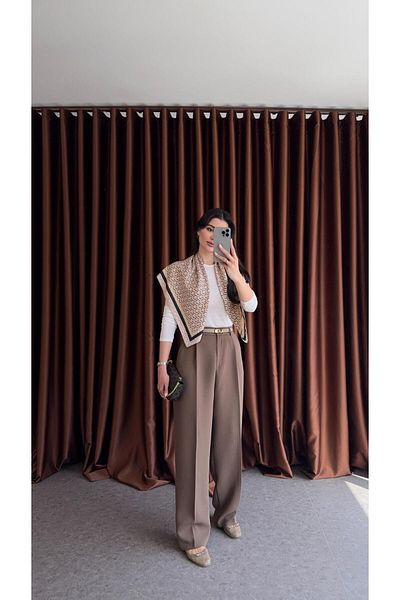 HAZELANNA Premium Milky Tok Texture Brown Palazzo