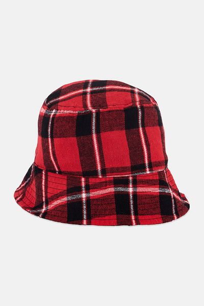 Cropp Women Plaid Bucket Hat, Red