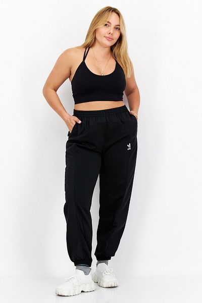 adidas Women Loose Fit Embroidered Logo Training Pants, Black