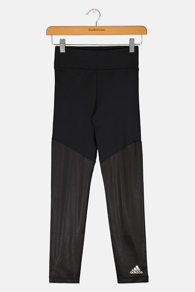 adidas Kids Girl Pull On Brand Logo Sportswear Leggings, Black