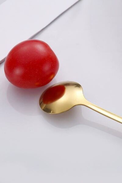 Chavin 6 Adet Çelik Gold 15 cm Fincan Latte Kahve Karıştırma Kaşığı mt161sr-6