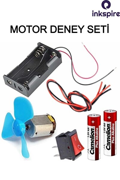 inkspire Motor Deney Seti 1 Paket Pervane Dc Motor Anahtar Pil Yatağı İletken...