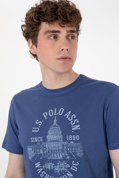 U.S. Polo Assn. Ανδρικό μπλουζάκι με κανονική εφαρμογή Crew Neck Light Navy Blue 50299545-vr059