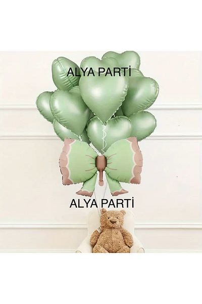 ALYA Σετ γενεθλίων PARTY Bow Heart Foil Balloon