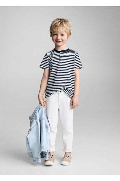 MANGO Baby Gestreiftes T-Shirt mit Knöpfen