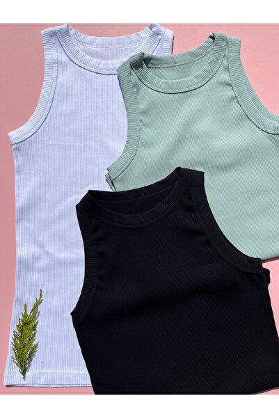 LEYNA BUTİK Tricou de corp pentru damă, bumbac cu nervuri premium, guler cu ș...