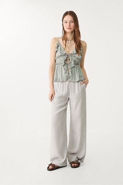 Stradivarius Flowing textured trousers