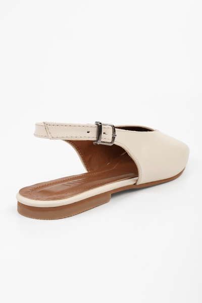 Shoeberry Women's Noya Ecru Skin Ballerinas