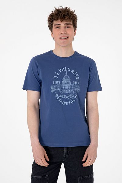 U.S. Polo Assn. Ανδρικό μπλουζάκι με κανονική εφαρμογή Crew Neck Light Navy Blue 50299545-vr059