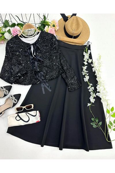 İPEK TUTUŞ Women's Sequin Sequin Double Set