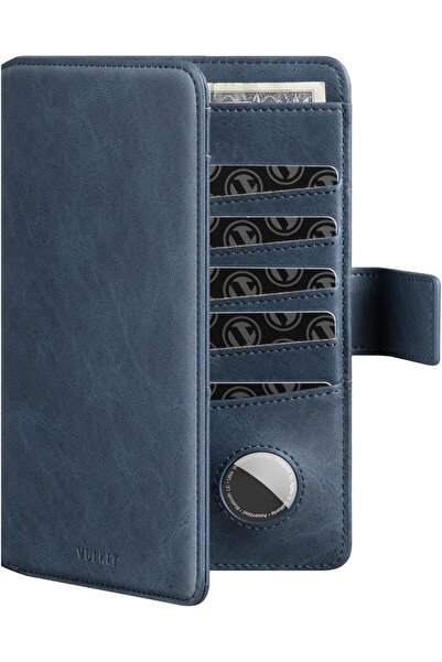 VULKIT حامل جواز السفر المتوافق مع تقنية RFID من Airtag، محفظة جواز السفر الجلدية