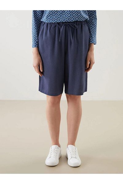 LC Waikiki Pantaloni scurți pentru femei LCW Grace Indigo cu talie elastică în amestec de in