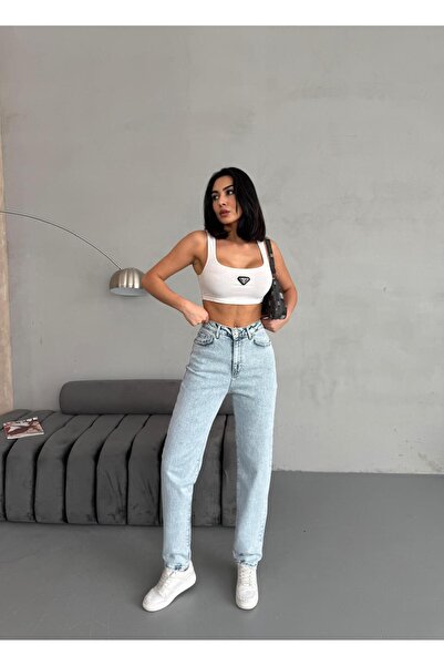 Zeo Basic JEAN MOM LYCRA ALBASTRU DE MĂRIME INTERIOR