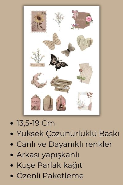 birikiyedi Vintage Sticker Suitable for Planner Agenda Bullet Journal