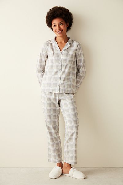 Penti Gray Checkered Shirt Trousers Pajama Set