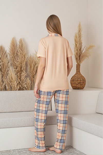 Farya Home Σετ πιτζάμες Dreamy Milan με κοντομάνικο καρό καρό πουκάμισο με κουμπιά