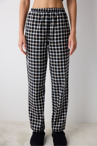 Penti Alia Gingham Black Cotton Pajama Bottoms - Pants