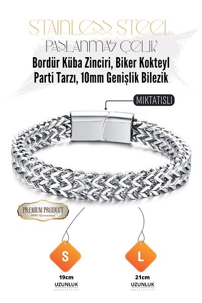 Beauty Vogue Stainless Steel Curb Cuban Chain Bracelet with Magnets 10mm Width Unisex with Magnet