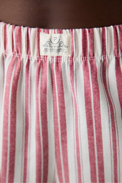 Penti Aria Striped Kırmızı Gömlek Pantolon Pijama Takımı