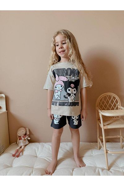 Baby Wikiboom Kuromi T-Shirt Shorts Girl's Set 100% Cotton