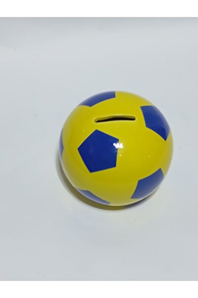 abnturk Sarı Lacivert Futbol Topu Desenli Kumbara Porselen
