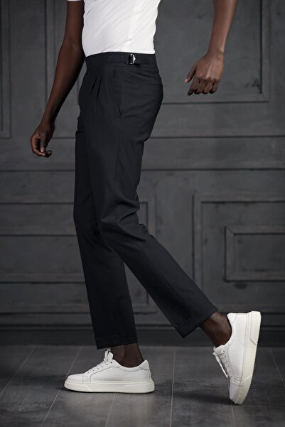 PERPANT Slimfit Двошарові Штани з Плетеним Поясом та Пряжкою з Літньої Тканини