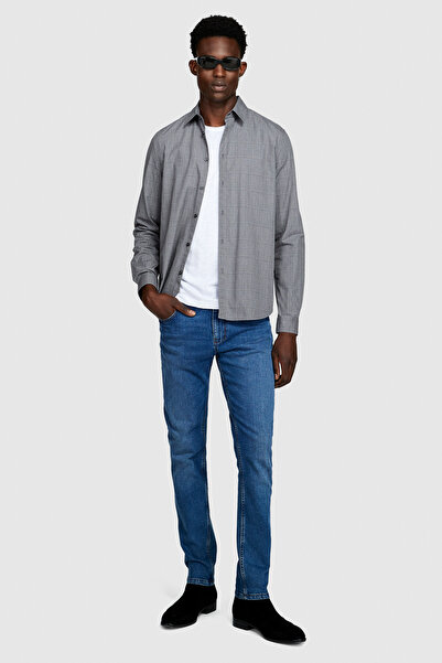 Sisley Ανδρικό λευκό μπλουζάκι 100% Koton εφαρμοστό Slub T-Shirt - 323A3YR7S101K