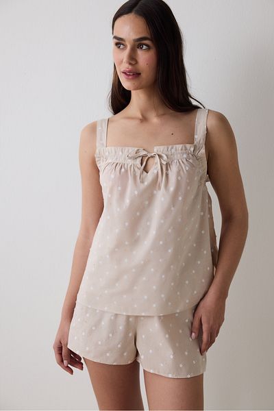 Penti Lucy Beige Pajama Set z beżowymi spodenkami