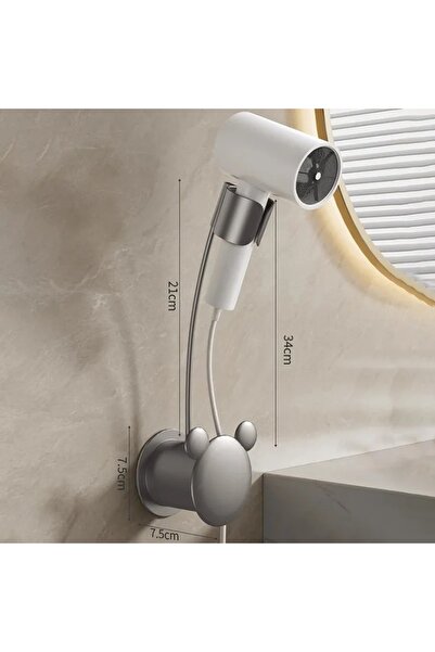 Choice حامل مجفف الشعر Grey-B لا حاجة للإمساك به، تعليق على الحائط قابل للتعد...