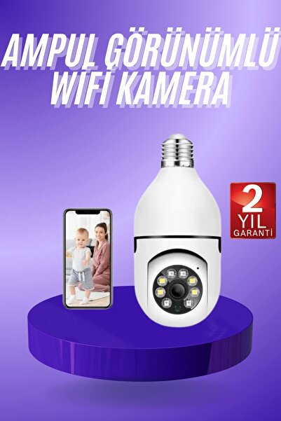 UCUZTEKNO Güvenlik Kamerası Wi-Fi Özellikli 360 Derece Full Hd 1080p Ampül Ka...