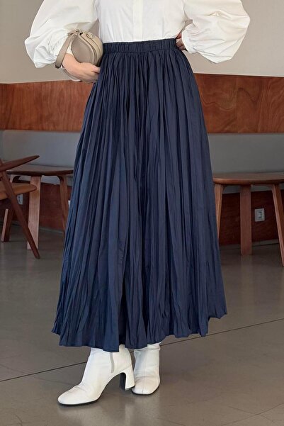 lamelif Kraşlı Hijab Skirt Navy Blue