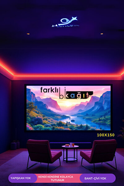 Farklı Bi Kağıt Statik Kağıt Yapıştırıcı Gerektirmeyen, Sinema, Duvar Projeksiyon Perdesi 100x150