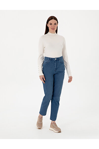 Pierre Cardin Mavi Mom High Waist Fit Jean Pantolon 50307851-VR036