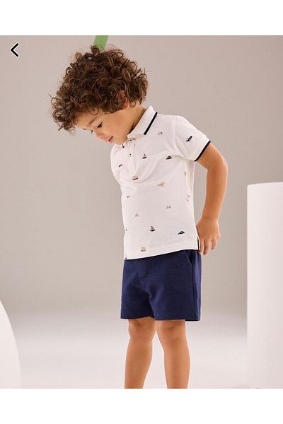 Barbosa Boys Sailing Print Polo Neck T-Shirt Shorts Set