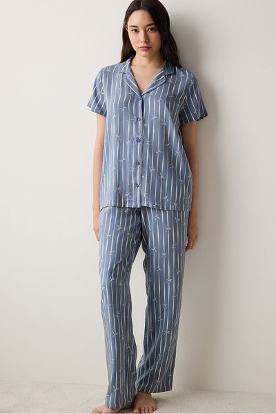 Penti Freya Hemd-Hosen-Pyjama-Set in Grau